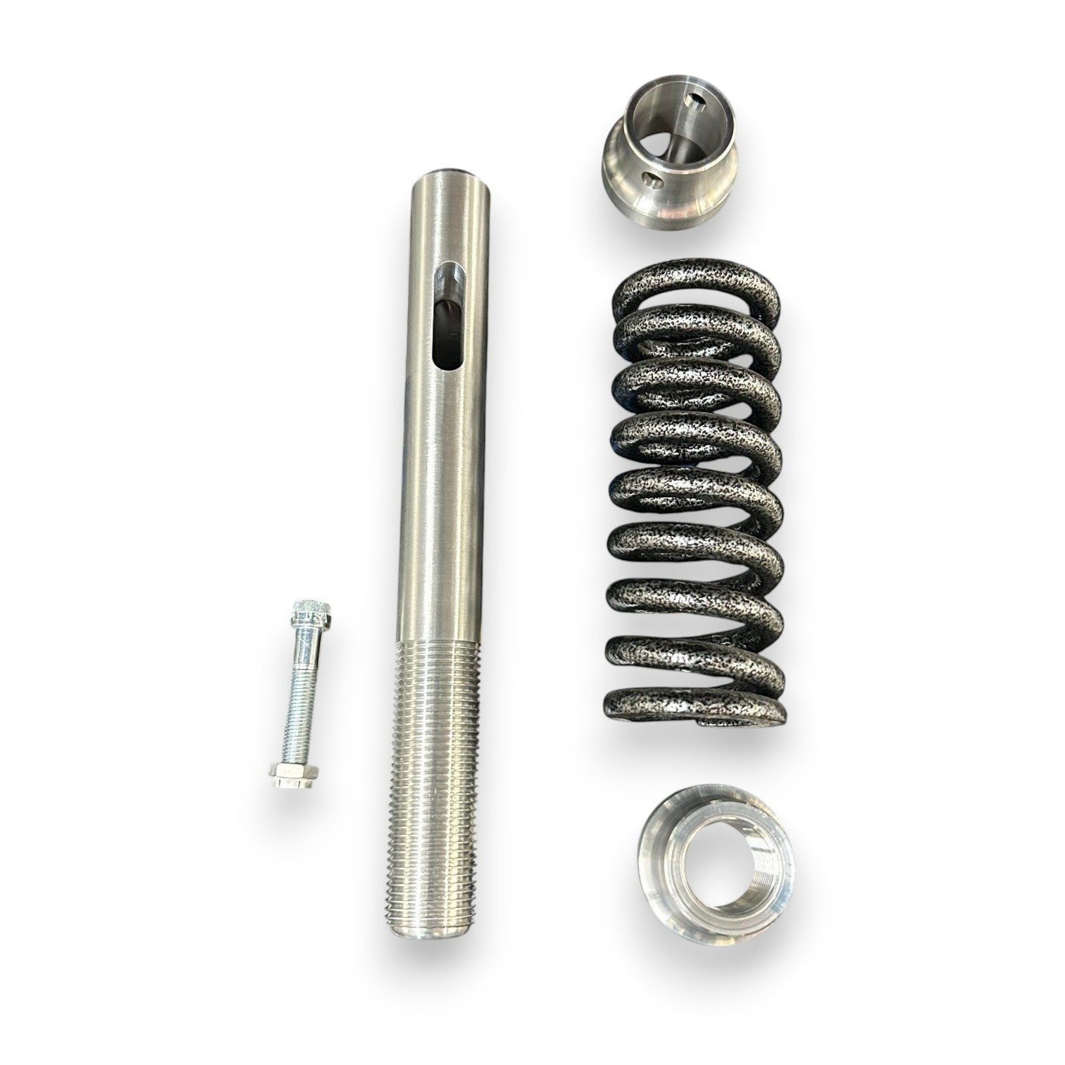 Henderson Race Shop Store heavy-duty wheelie bar spring slider assembly with T6 aluminum parts and 550 lb/in spring.