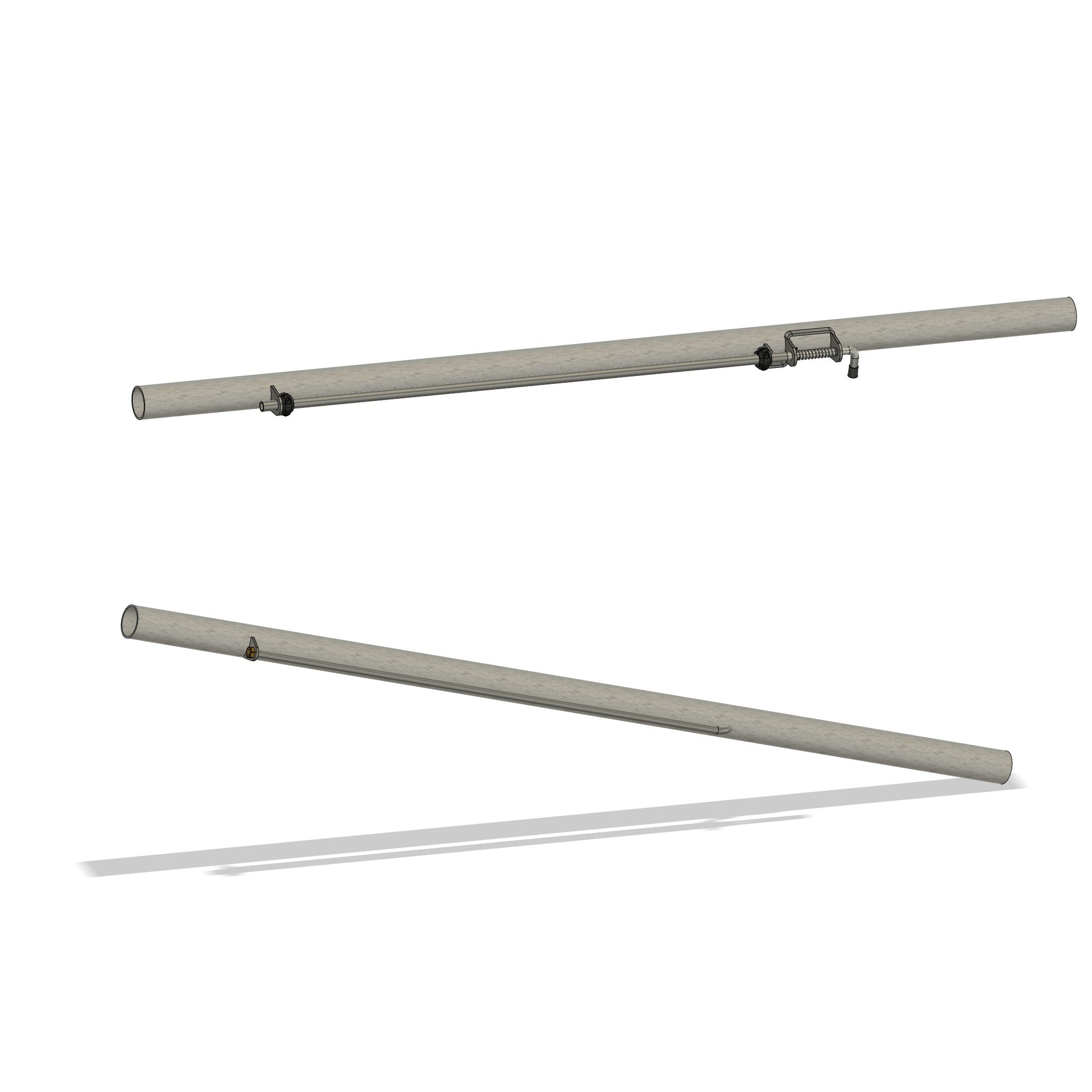 Henderson Race Shop Store window net mount kit with stainless steel rods, quick-release pin, and tube saddle.